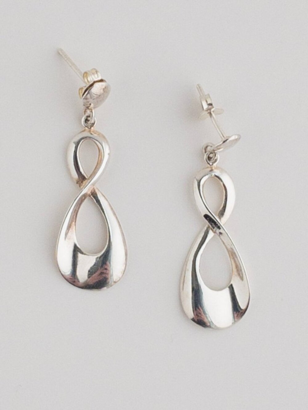Sterling Silver Infinity Drop Earrings Modernist Twist Dangle 925